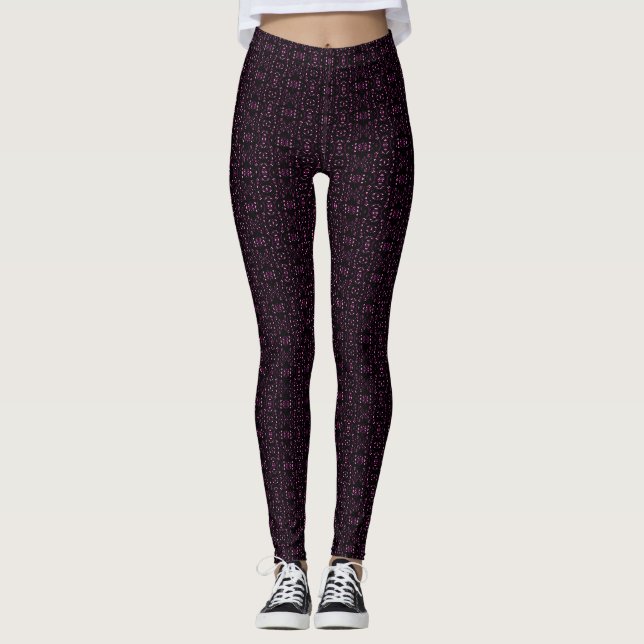 Legging Arte Abstrata em Gouache Rosa Preto Fogo (Frente)