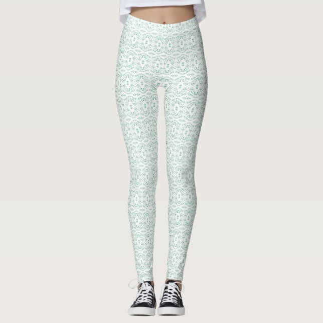 Legging Arte Abstrata em Gouache Verde Branco Espectroscóp (Frente)