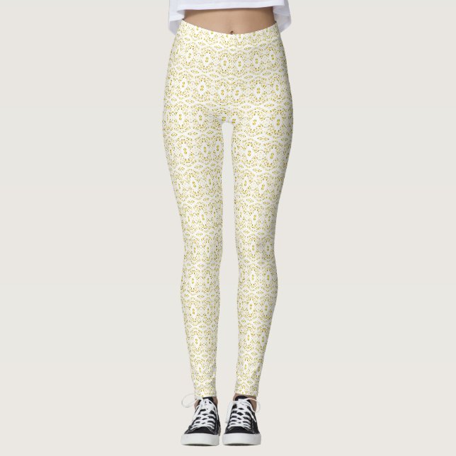 Legging Arte Abstrata em Guache Amarelo Esbranquiçado Espe (Frente)
