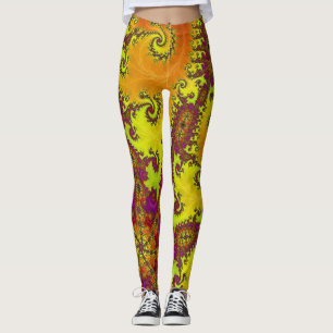 Legging Arte abstrata funky fractal espiral vibrante e cha