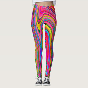 Legging Arte Abstrata Groovy Amarela, Vermelha e Azul Trip
