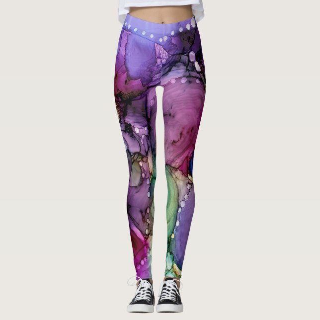 Legging Arte Abstrata Líquida com Tinta Alcoólica Multicol (Frente)