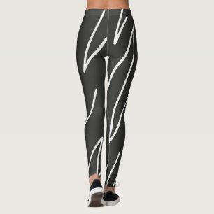 Legging Arte abstrata Minimalismo Cinza Linhas Brancas