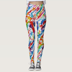 Legging Arte Abstrata Moderna Chuvisco de Cores Arco-íris