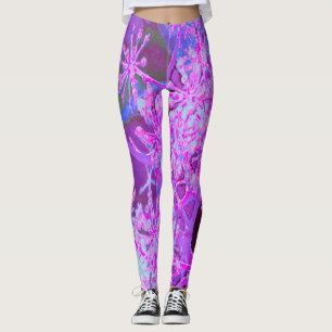 Legging Arte abstrata retrô legal da natureza em rosa quen