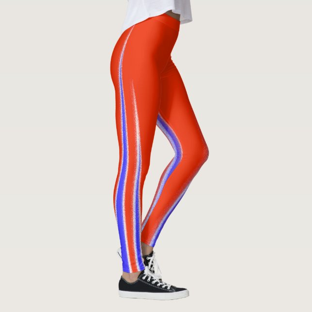 Legging Arte abstrata Vermelho Azul Branco Minimalismo (Direita)