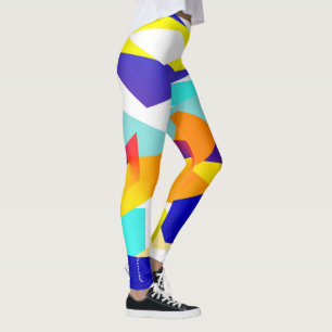 Legging Arte Abstrato Azul Amarelo Focado