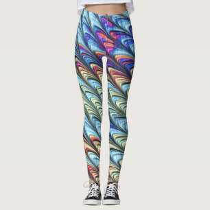 Legging Arte abstrato colorido psicodélico de ondas Boho F