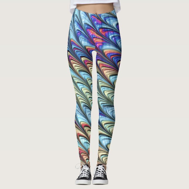 Legging Arte abstrato colorido psicodélico de ondas Boho F (Frente)
