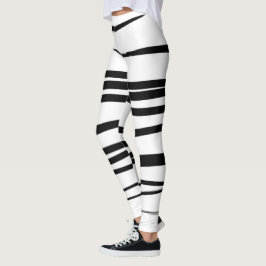 Legging Arte Abstrato das Linhas Negras e Brancas Modernas