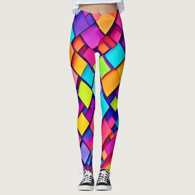 Legging Arte Abstrato Geométrica Vibrante (Frente)