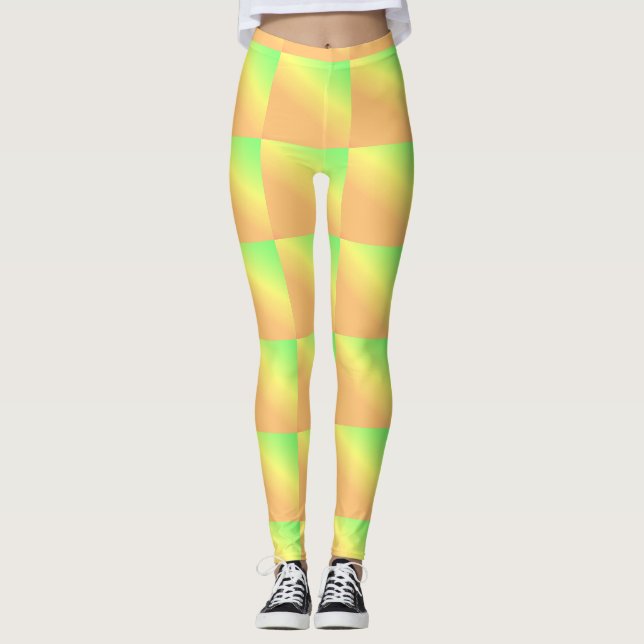 Legging Arte africana padrão, laranja verde-amarelo (Frente)