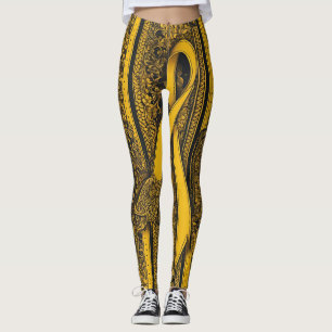 Legging Arte AI de fita amarela torcida