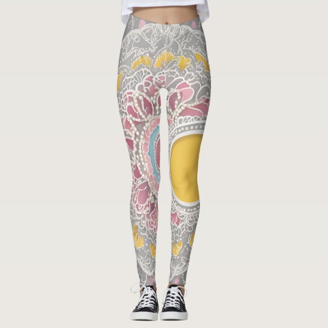 Legging Arte AI do Círculo Amarelo (Frente)
