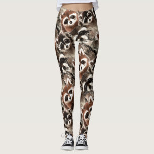 Legging Arte Animal da Família Watercolor Fun Raccoon