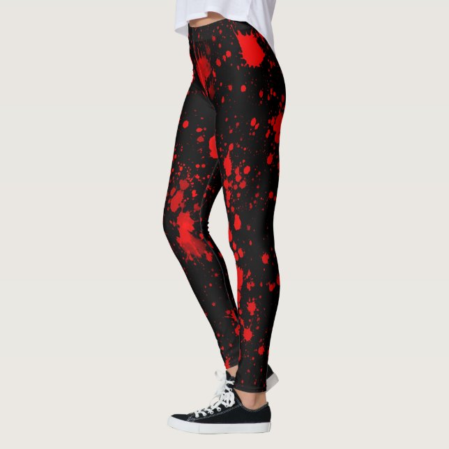 Legging Arte Artística de Salpico de Tinta Preta Colorida  (Esquerda)