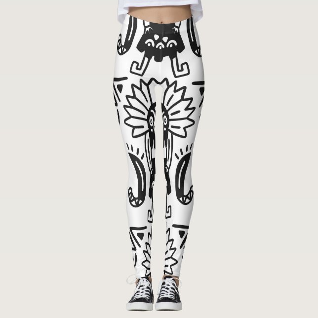 Legging Arte Asteca - Padrão de Lagarto (Frente)