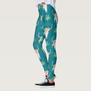 Legging Arte boémia do deserto do cacto de Boho do crâni