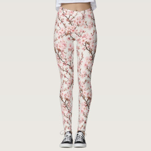 Legging Arte Botânica da Flor de Cerejeira Arejada