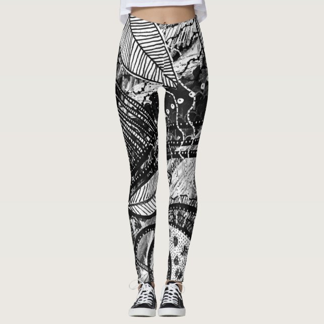 Legging Arte Camadas Preto e Branco Almost Everywhere 5 (Frente)