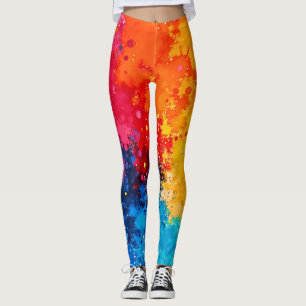 Legging Arte Caótico Vibrante em Aquarela