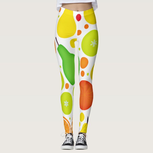 Legging Arte Colorida e Frutífera De Padrão De Vibração (Frente)