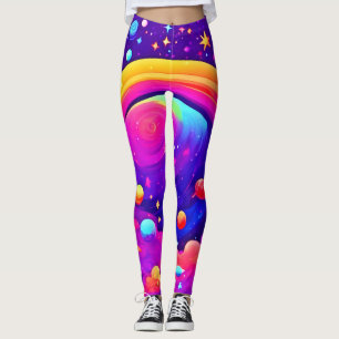 Legging Arte Cósmica do Planeta Arco-Íris