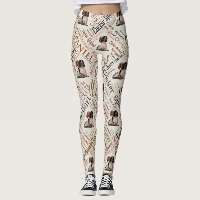 Legging Arte da palavra de cocker spaniel (Frente)