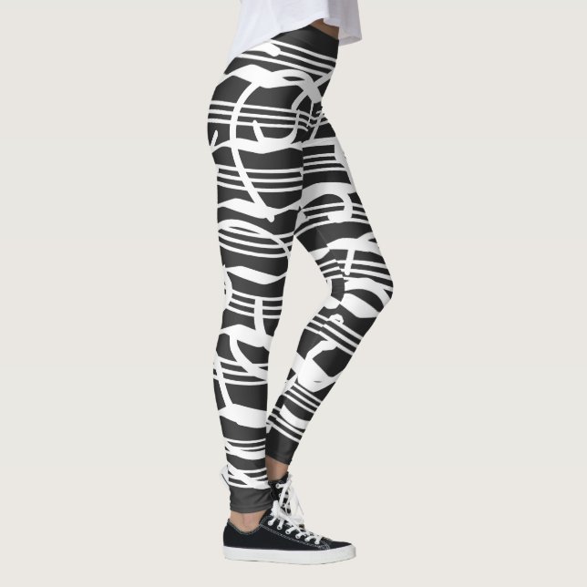 Legging Arte das linhas geométricas brancas abstrato moder (Direita)