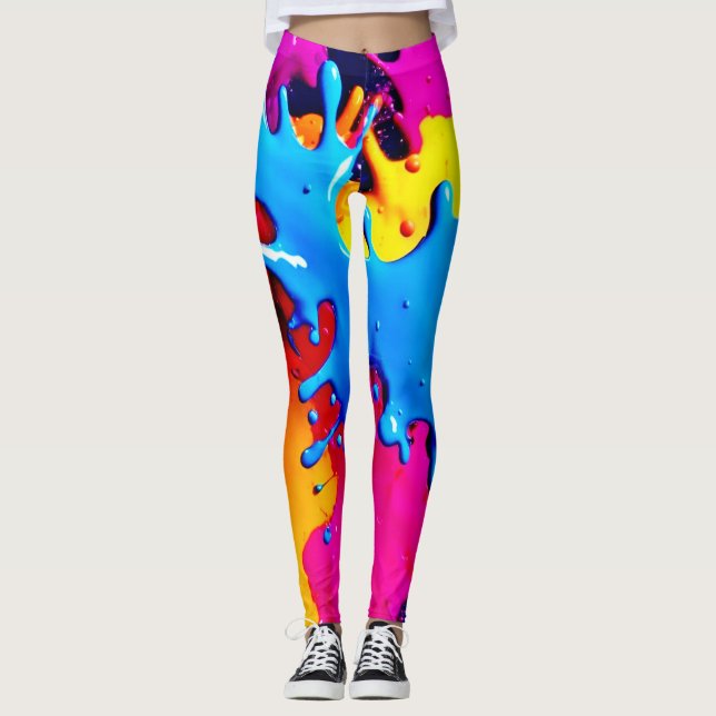 Legging Arte de abertura de cores vivas (Frente)