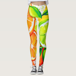 Legging Arte de abertura de Fruta de Citros Vibrante