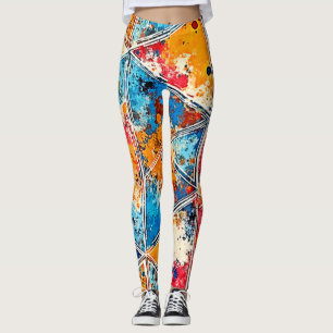 Legging Arte de abertura geométrica vibrante