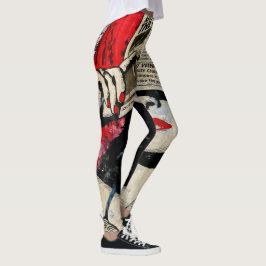 Legging Arte de aquarela artística clássica desenhada à mã