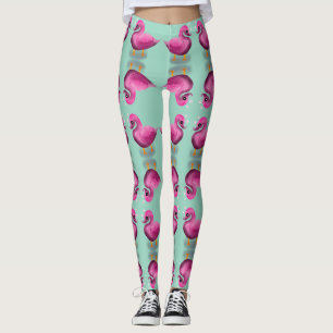 Legging Arte de berçário de coração e pato rosa Kawaii fof