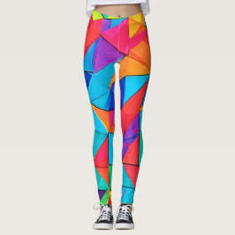 Legging Arte de blocos de cores geométricas vibrantes