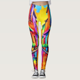 Legging Arte de Cena de Rua Colorida