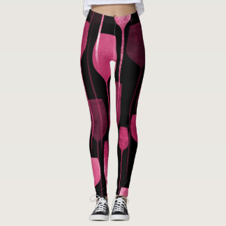 Legging Arte de Colagem: Padrão de Bebidas Festas.