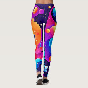 Legging Arte de Desenho Animado Espacial Vibrante: Sonhos 