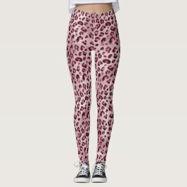 Legging Arte de Estampa de Leopardo Rosa Textura de Pelo d