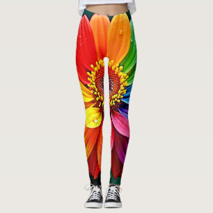Legging Arte de Flor Pétala Arco-íris