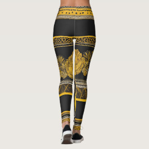 Legging Arte de Girassol preto e amarelo