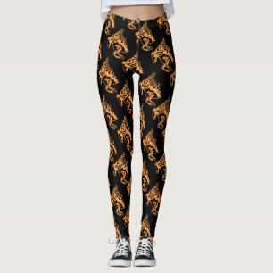 Legging Arte De Linha De Roubo De Cavalo De Twister Orange
