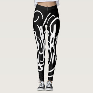 Legging arte de linha geométrica abstrato