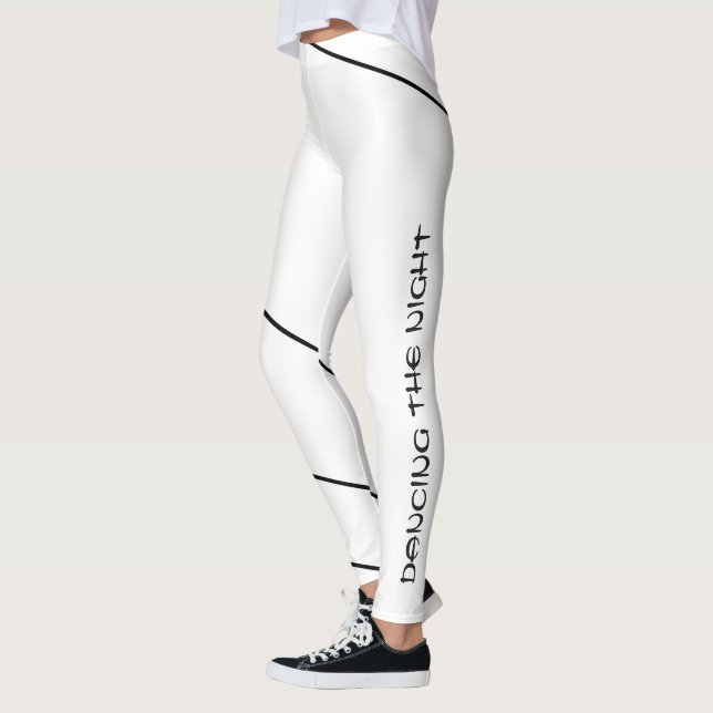 Legging Arte de Linha Minimal Preta Refinada Dançando  (Esquerda)