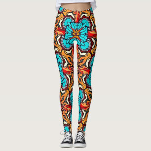 Legging Arte de Mandala Floral Vibrante e Repetitivo