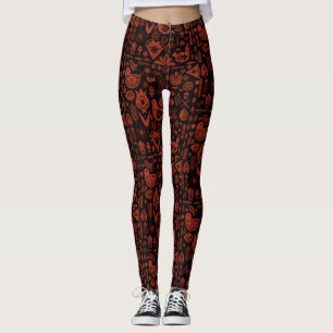 Legging Arte de Padrão Folclórico Escandinavo Nórdico
