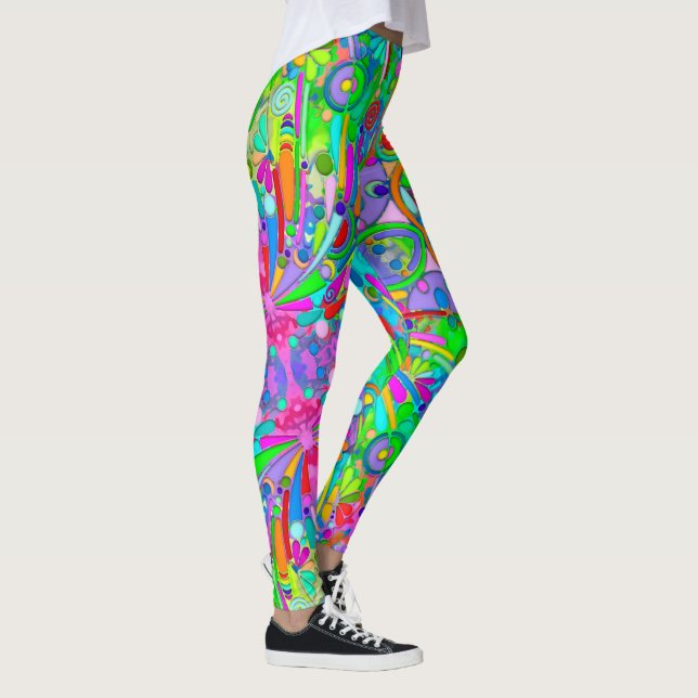 Legging Arte de Padrão Pintada à Mão e Digitalmente 18 (Direita)