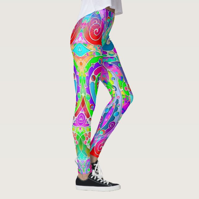 Legging Arte de Padrão Pintada à Mão e Digitalmente 22 (Direita)