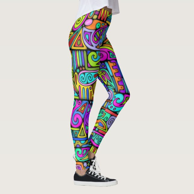 Legging Arte de Padrão Pintada à Mão e Digitalmente 5 (Direita)