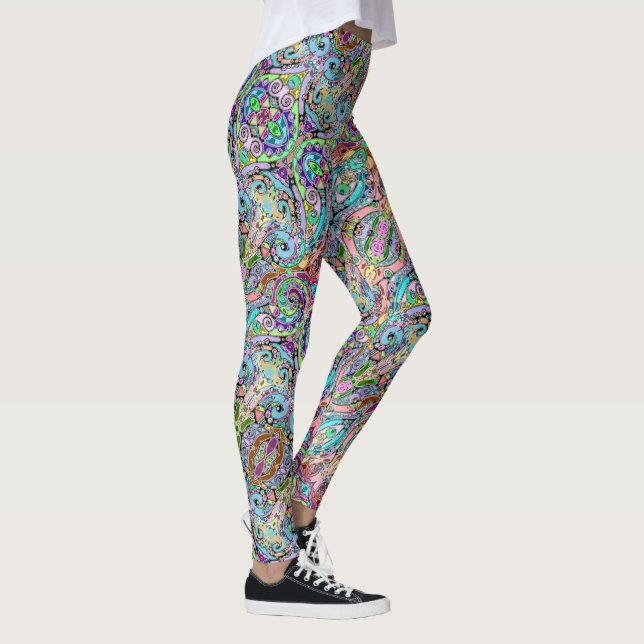 Legging Arte de Padrão Pintado à Mão e Digitalmente 10 (Direita)